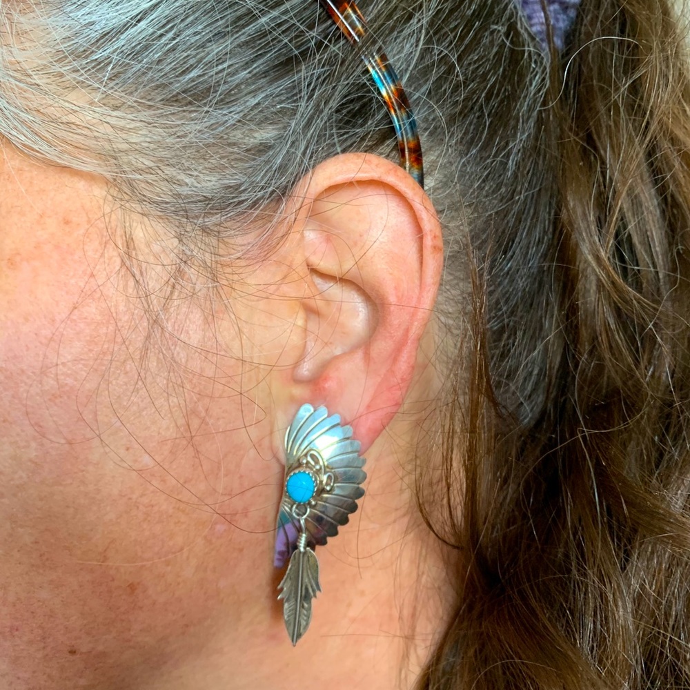 SOLD VINTAGE Randall Tom Navajo Dine’ Earrings - Picture 7 of 10